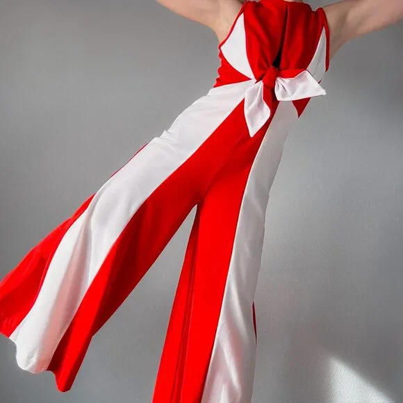 Rare Vintage 70's Bell Bottom Jumpsuit with Halter Style Top - Picture 4 of 8